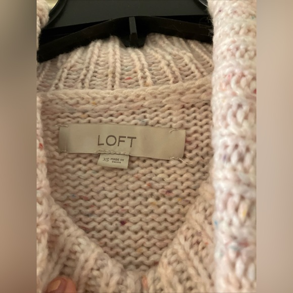 LOFT Womens Pink Speckled Sweater Size XS Cowl Neck Long Sleeve Pullover - Picture 3 of 4